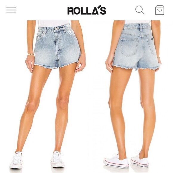 ROLLA’S Original Short City Bleach Light 26 Wash High Rise Cut Off Jean Shorts - Picture 3 of 16